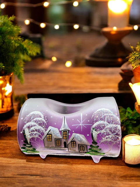 Purple Single Glass Candle Holder