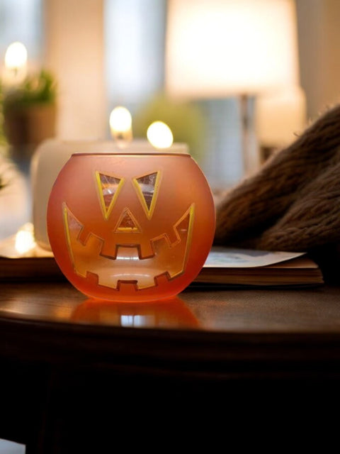 Jack-O'-Lantern  Glass Candle Holder