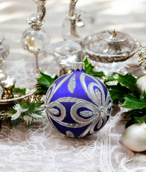 Blue Blown Glass Ornament - Handcrafted - Hand Made - Modern Design