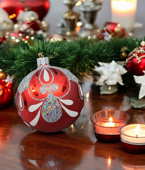 Red Glass Ball Ornament Bumble Bee