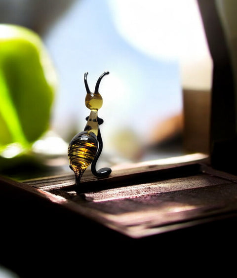 Glass Bee Standing Figurine, Collectible Glass Bee, Murano Quality Gift At A Fraction Of The Price, Handcrafted In Ukraine