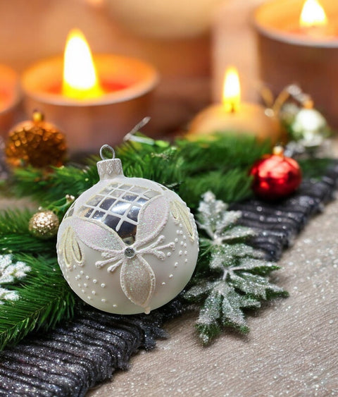Glass Ball Ornament Tree Petals Design