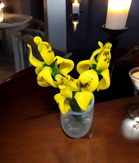 Yellow Glass Iris - Handcrafted Long Stem Flower