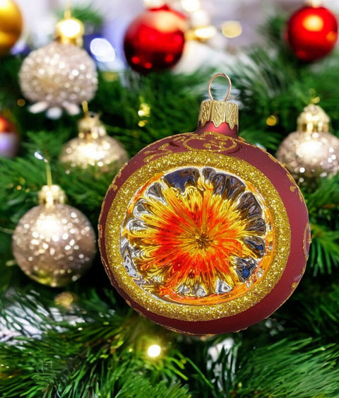 Red Glass Reflector Ball Ornament