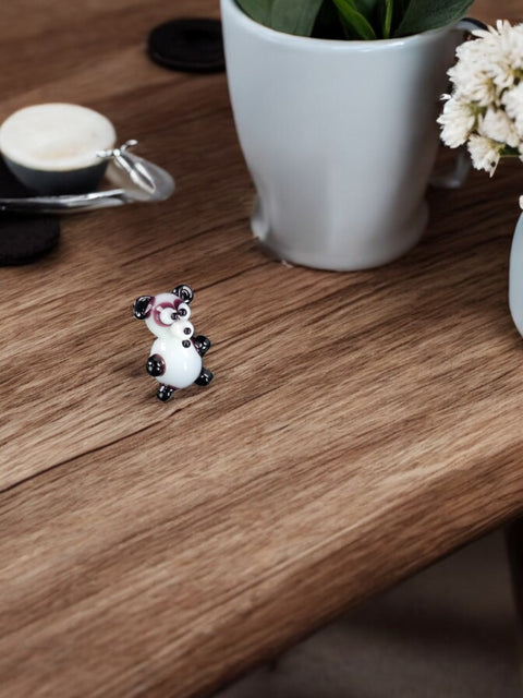 Panda Figurine, Mini Glass Murano Quality Lampworking Glass Figurine, Hand Made In Ukraine, A Great Addition To Your Collection