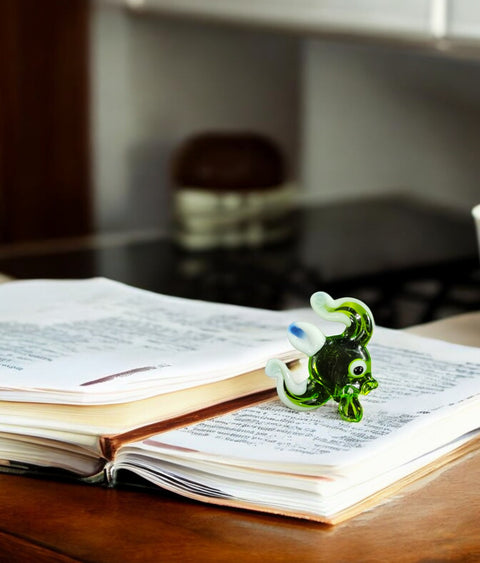 Green Fish Figurine, Mini Glass Murano Quality Lampworking Glass Figurine, Hand Made In Ukraine, A Great Addition To Your Collection