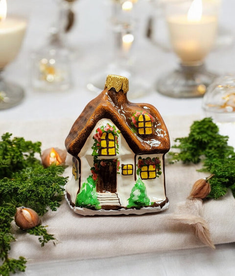 Glass brown roof house ornament