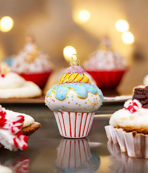 Glass cupcake ornament