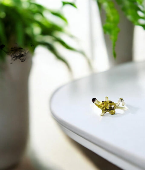 Amber Mouse Figurine, Mini Glass Murano Quality Lampworking Glass Figurine, Hand Made In Ukraine, A Great Addition To Your Collection