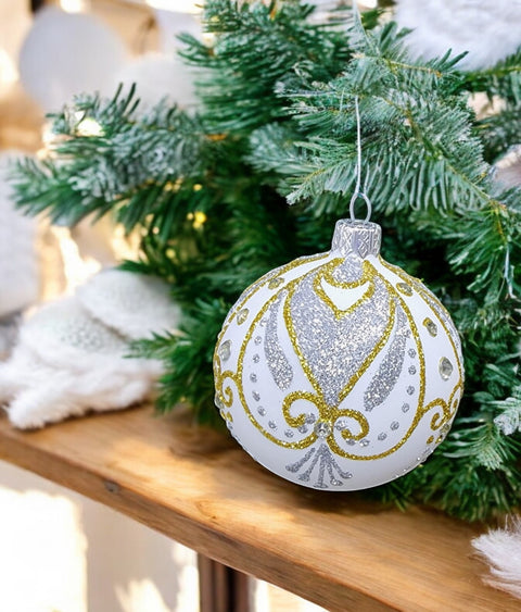Silver and Gold Forever Heart Blown Glass Ornament, Modern Design and Crafted in Ukraine, Individually Box, Keep Sake Ornament