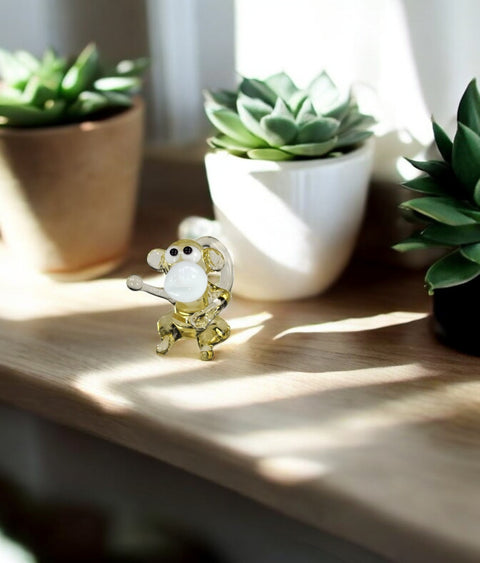 Amber Monkey Figurine, Mini Glass Murano Quality Lampworking Glass Figurine, Hand Made In Ukraine, A Great Addition To Your Collection
