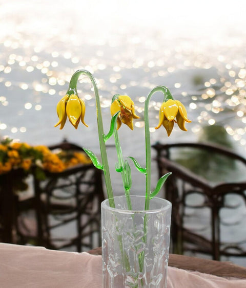 Yellow Glass Lily - Handcrafted Long Stem Flower