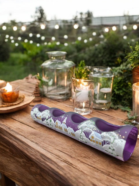 Purple Quad Glass Candle Holder