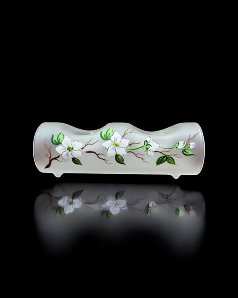 Frosted Glass Double Candle Holder, Hand Crafted in Ukraine, Dogwood Flower Design, Wonderful Year Round