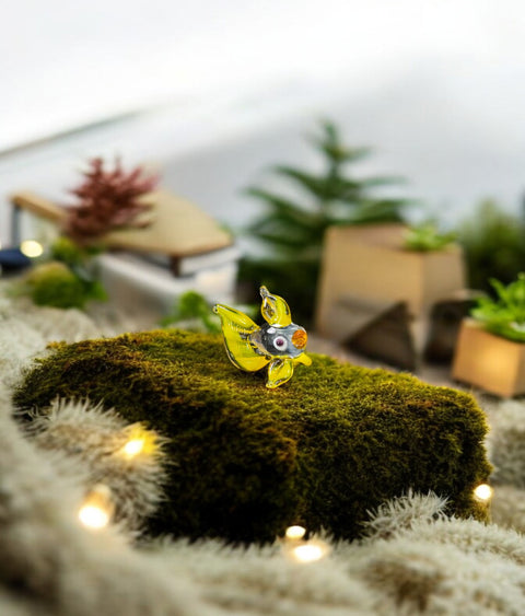 Yellow Fish Figurine, Mini Glass Murano Quality Lampworking Glass Figurine, Hand Made In Ukraine, A Great Addition To Your Collection