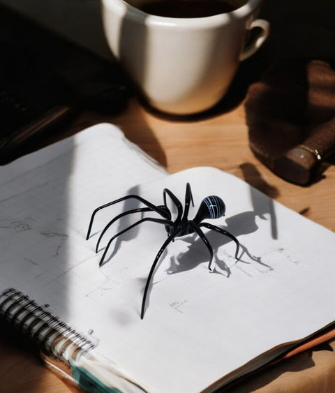 Glass Black Widow Spider Figurine, Collectible Glass Spider, Murano Quality Gift At A Fraction Of The Price, Handcrafted In Ukraine