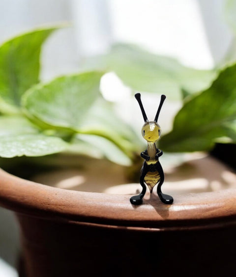 Glass Bee Standing Figurine, Collectible Glass Bee, Murano Quality Gift At A Fraction Of The Price, Handcrafted In Ukraine