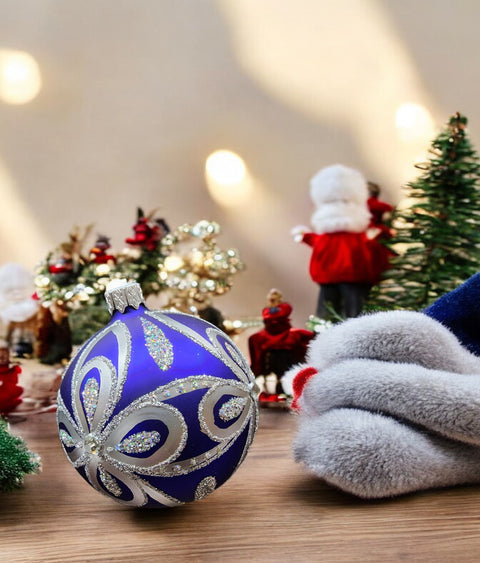 Blue Blown Glass Ornament - Handcrafted - Hand Made - Modern Design
