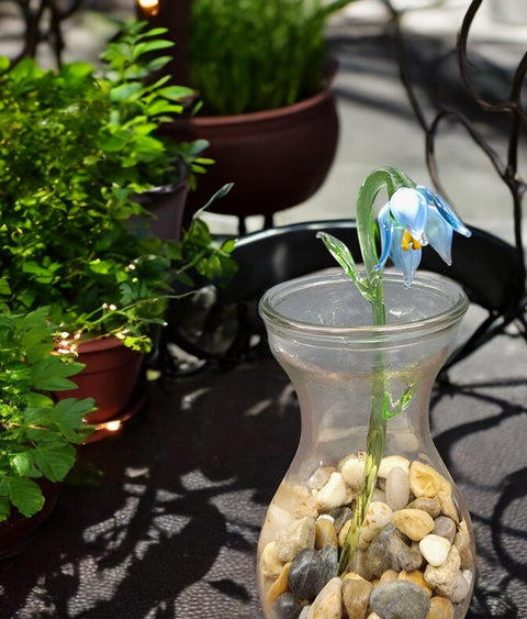 Blue Glass Lily - Handcrafted Short Stem Flower