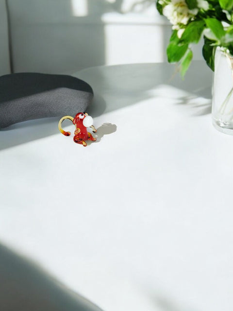 Red Monkey Figurine, Mini Glass Murano Quality Lampworking Glass Figurine, Hand Made In Ukraine, A Great Addition To Your Collection