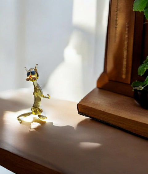 Glass Sitting Up Cat Figurine, Collectible Glass Cat, Murano Quality Gift At A Fraction Of The Price, Handcrafted In Ukraine