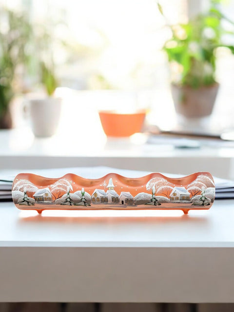 Orange Quad Glass Candle Holder