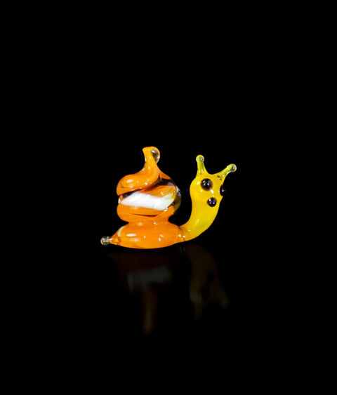 Orange Snail Figurine, Mini Glass Murano Quality Lampworking Glass Figurine, Hand Made In Ukraine, A Great Addition To Your Collection