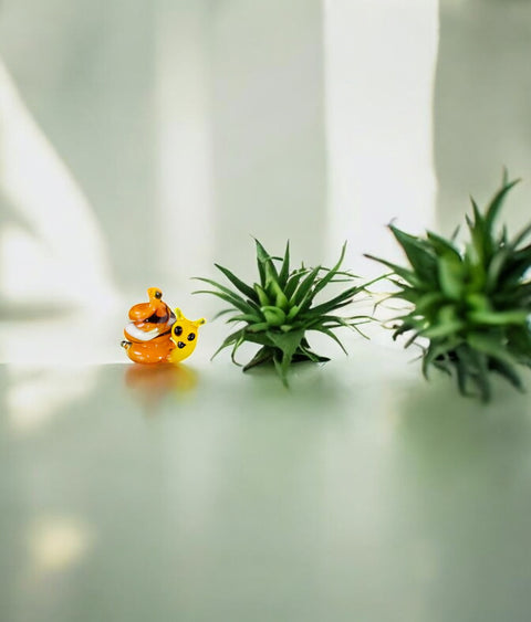 Orange Snail Figurine, Mini Glass Murano Quality Lampworking Glass Figurine, Hand Made In Ukraine, A Great Addition To Your Collection
