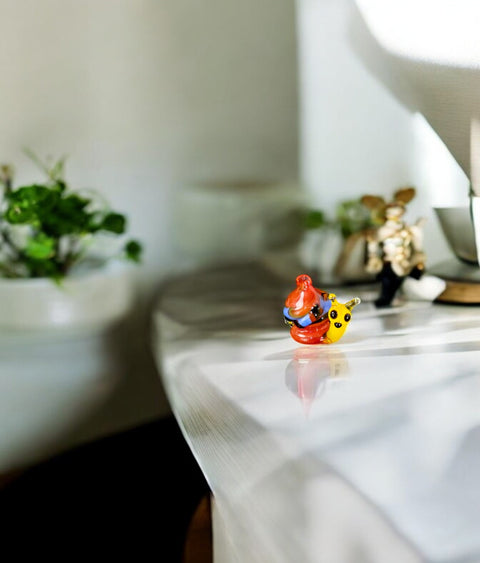 Red Snail Figurine, Mini Glass Murano Quality Lampworking Glass Figurine, Hand Made In Ukraine, A Great Addition To Your Collection