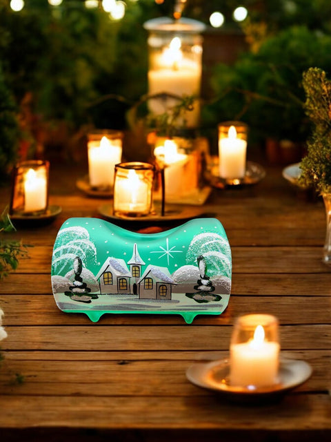 Green Single Glass Candle Holder