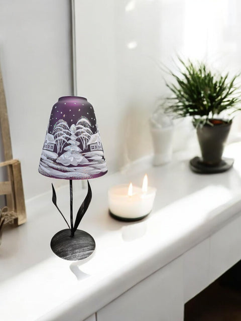 Purple Lamp Glass Candle Holder
