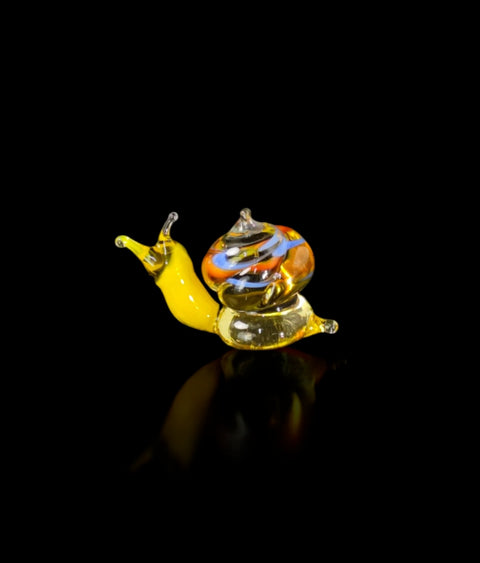 Amber Snail Figurine, Mini Glass Murano Quality Lampworking Glass Figurine, Hand Made In Ukraine, A Great Addition To Your Collection