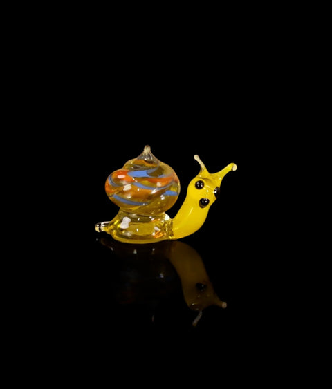 Amber Snail Figurine, Mini Glass Murano Quality Lampworking Glass Figurine, Hand Made In Ukraine, A Great Addition To Your Collection