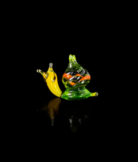 Green Snail Figurine, Mini Glass Murano Quality Lampworking Glass Figurine, Hand Made In Ukraine, A Great Addition To Your Collection