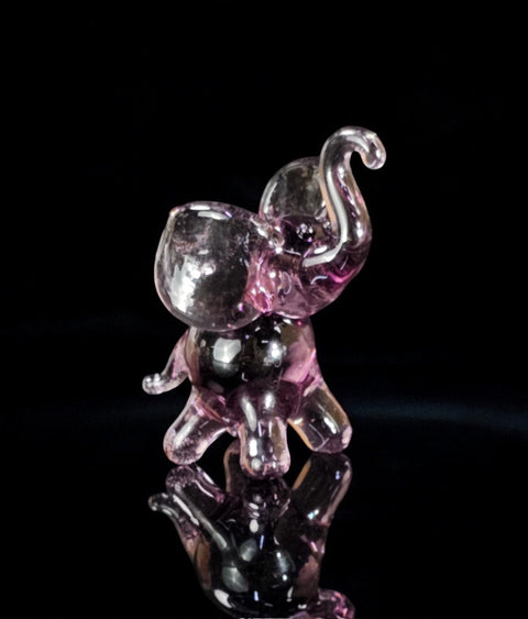 Purple Elephant Figurine, Mini Glass Murano Quality Lampworking Glass Figurine, Hand Made In Ukraine, A Great Addition To Your Collection