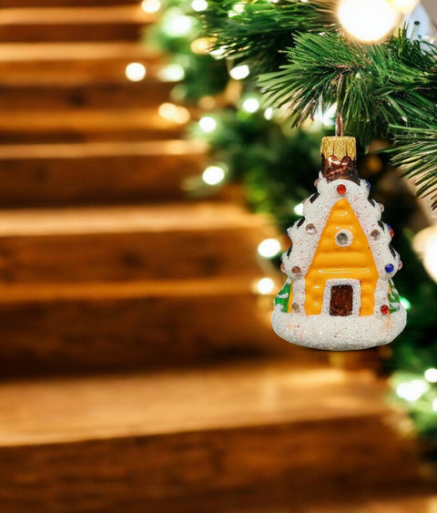 Glass candy house ornament