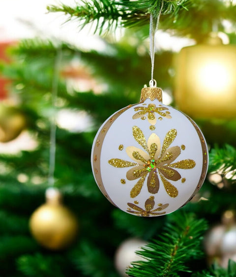 White Glass Ball Ornament