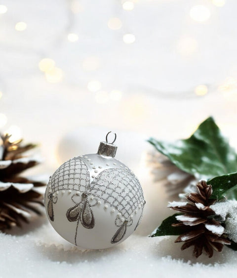 Silver Glass Ball Ornament