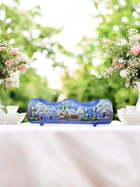 Light Blue Double Glass Candle Holder