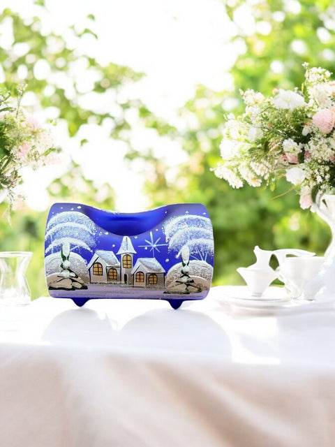 Blue Single Glass Candle Holder