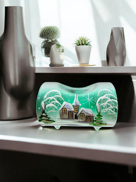 Green Single Glass Candle Holder