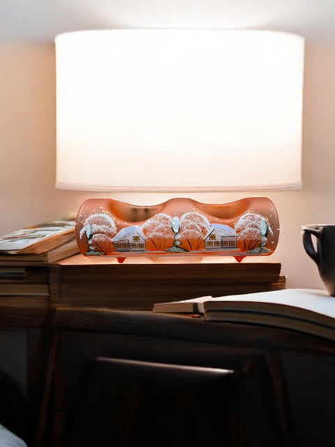 Orange Glass Double Candle Holder - White Cabins Yule Log Style