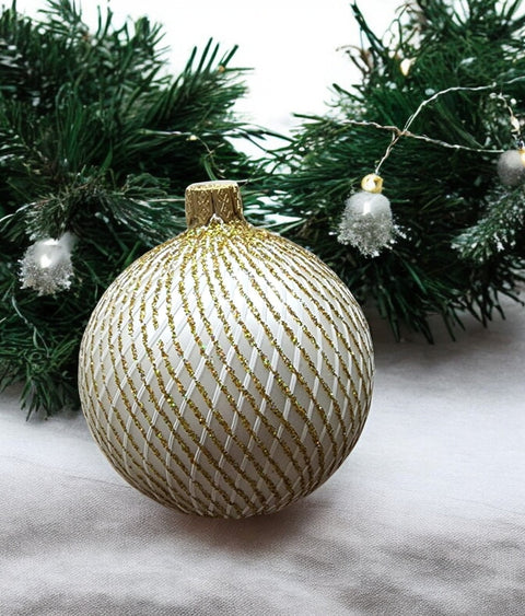 Gold Blown Glass Ornament - Handcrafted - Disco Ball Design