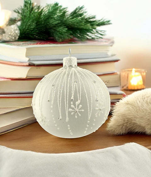 Silver Blown Glass Ornament - Modern Design - Icy Rain - Hand Made In Ukraine - Hand Painted - Keepsake Ornament - Natural Glass