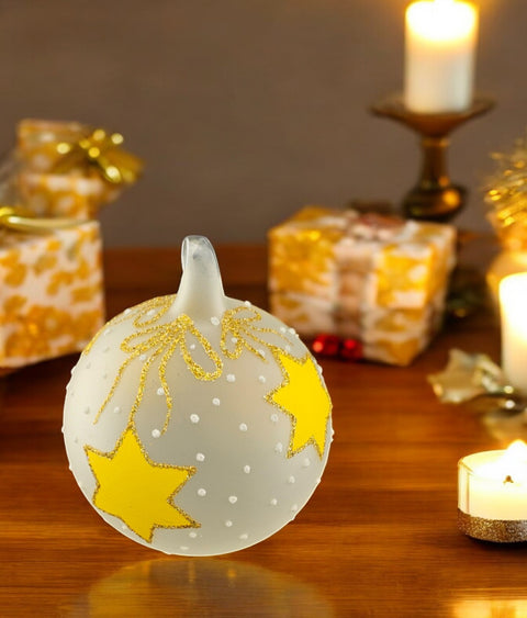 Frosted Blown Glass Ornament, Handcrafted Baby's First Christmas, Keepsake Ornament Handmade In Ukraine, Customization Available, Blue
