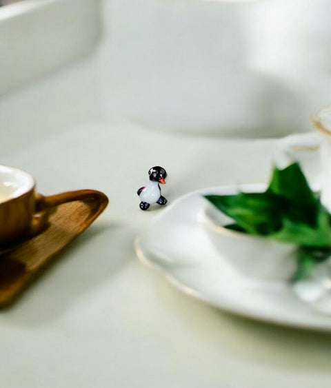 Penguin Figurine, Mini Glass Murano Quality Lampworking Glass Figurine, Hand Made In Ukraine, A Great Addition To Your Collection