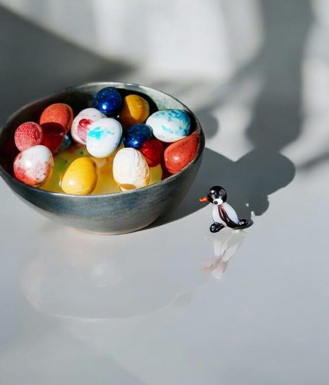 Penguin Figurine, Mini Glass Murano Quality Lampworking Glass Figurine, Hand Made In Ukraine, A Great Addition To Your Collection