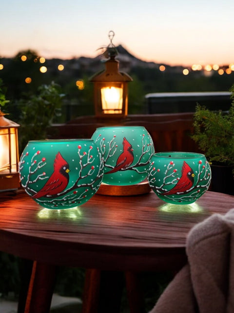 Green Glass Candle Holder