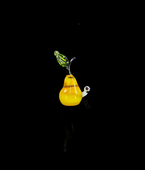 Pear With Worm Figurine, Mini Glass Murano Quality Lampworking Glass Figurine, Hand Made In Ukraine, A Great Addition To Your Collection