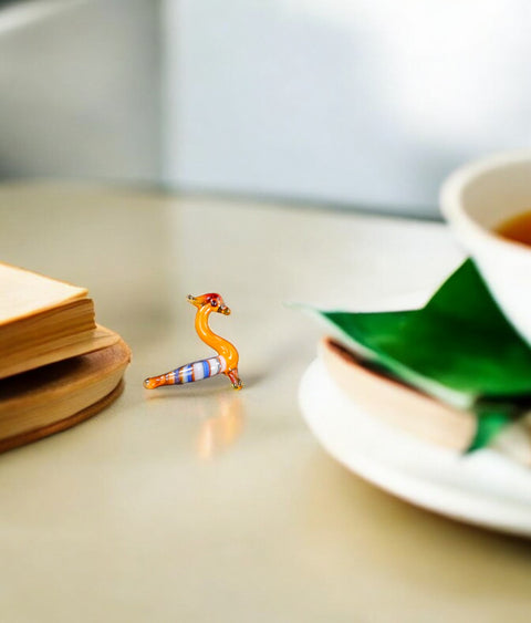 Orange Peacock Figurine, Mini Glass Murano Quality Lampworking Glass Figurine, Hand Made In Ukraine, A Great Addition To Your Collection